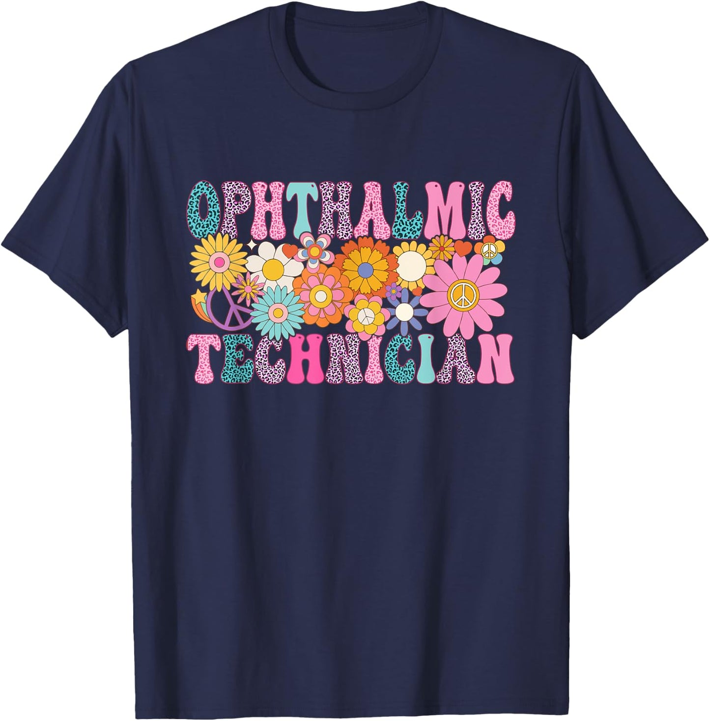 Ophthalmic Technician Week Groovy Appreciation Day T-Shirt - T-Shirt | Navy