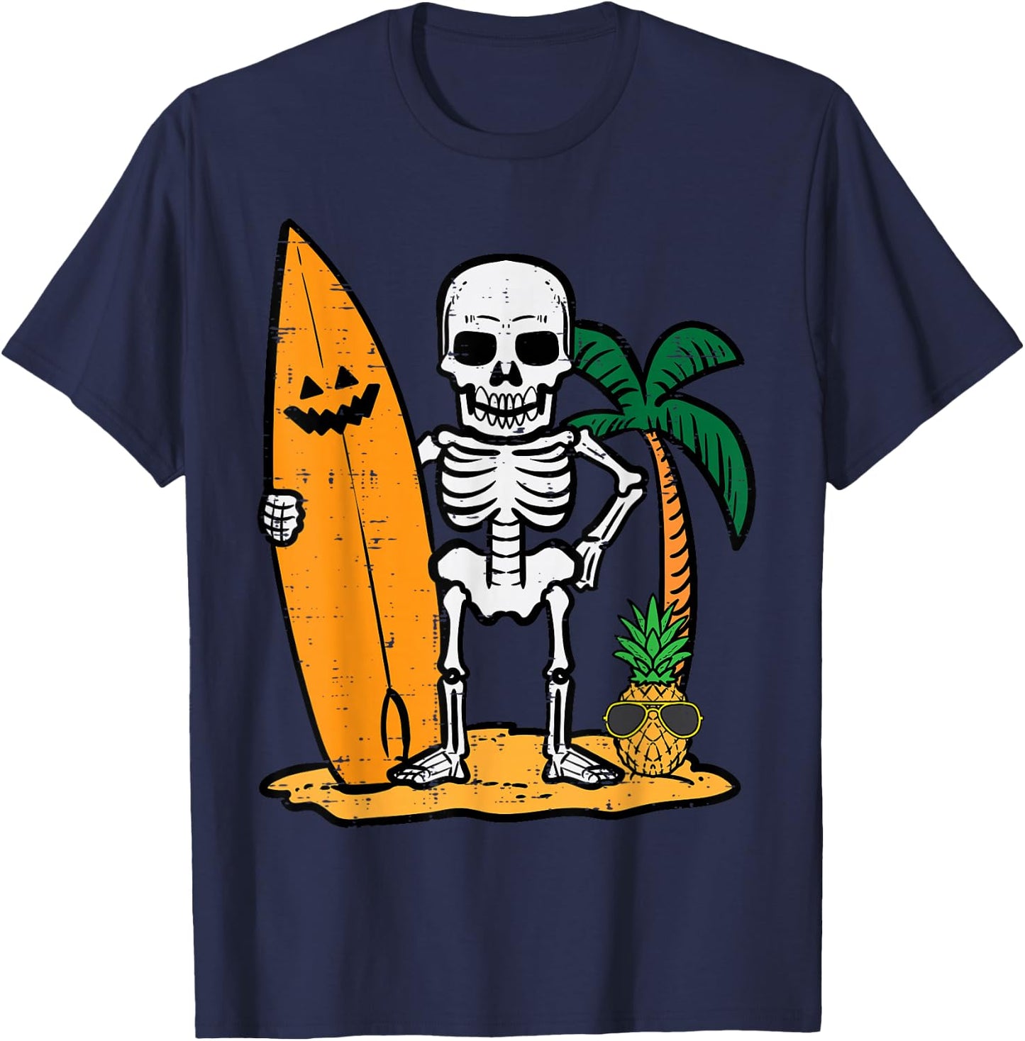 Halloween Surfer Skeleton Costume Hawaii Surf Men Women Kids T-Shirt - T-Shirt | Navy