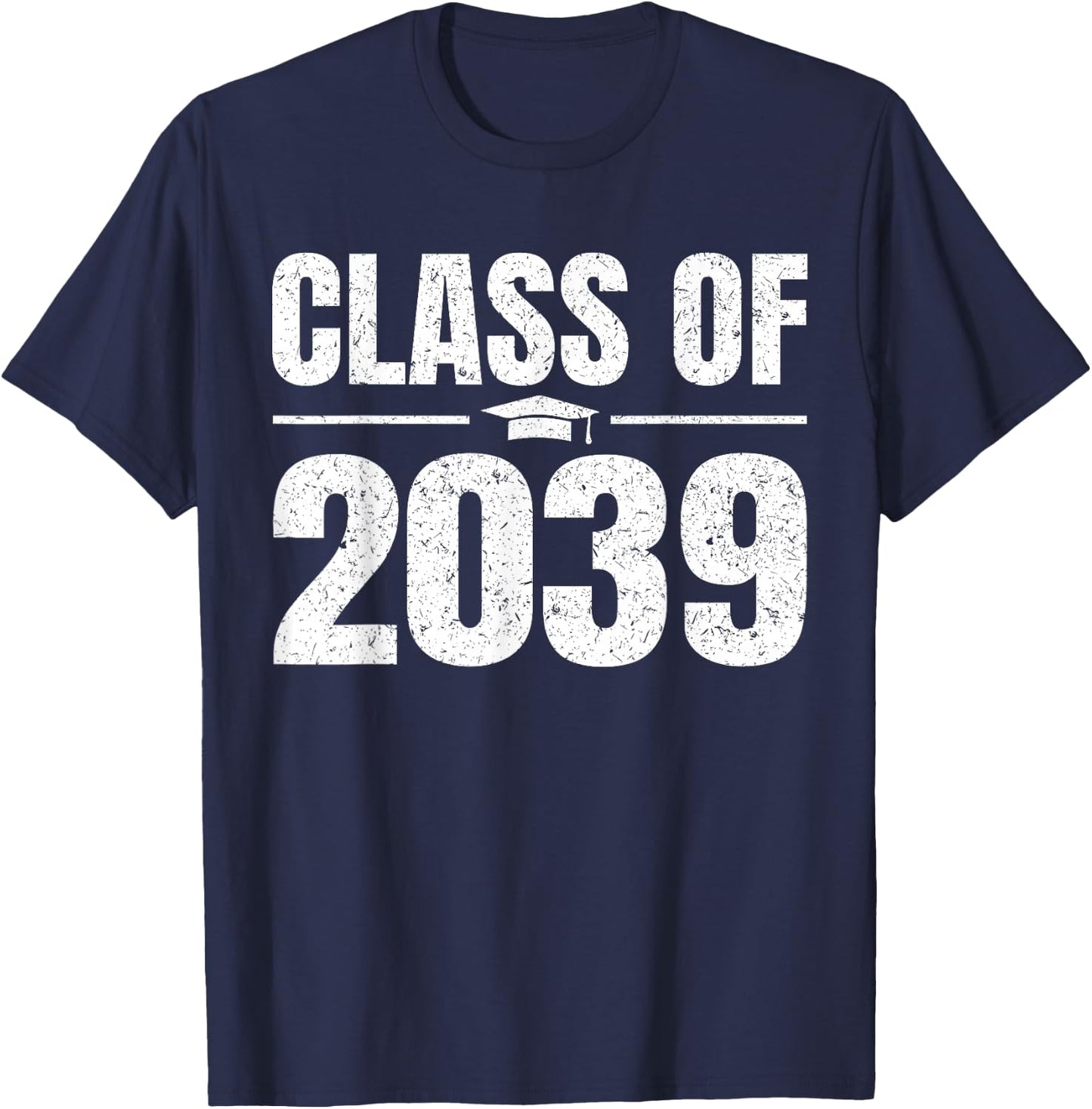 Kindergarten Class of 2039 Grow With Me Kinder Graduation T-Shirt - T-Shirt | Navy