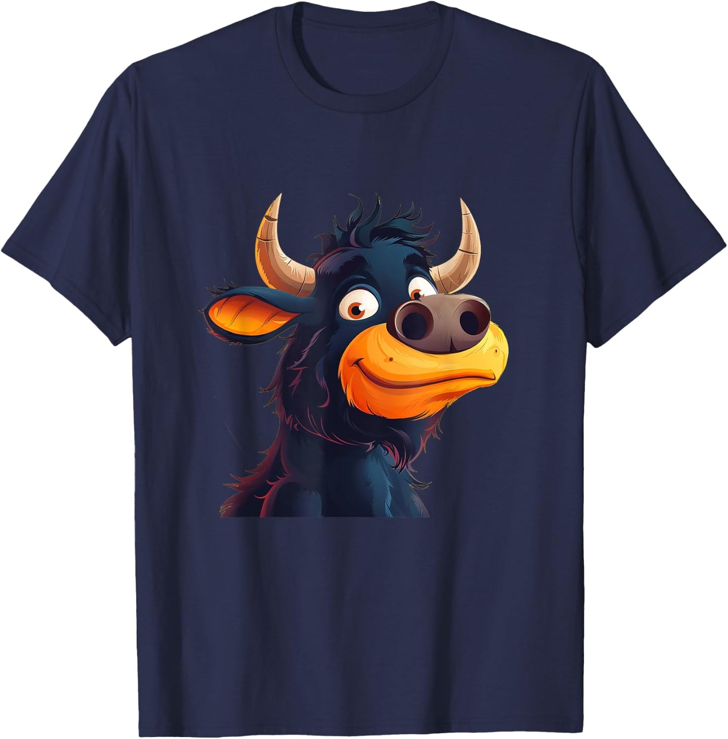 Bullock Face with Horns Costume for funny Cattle Lovers T-Shirt - T-Shirt | Navy