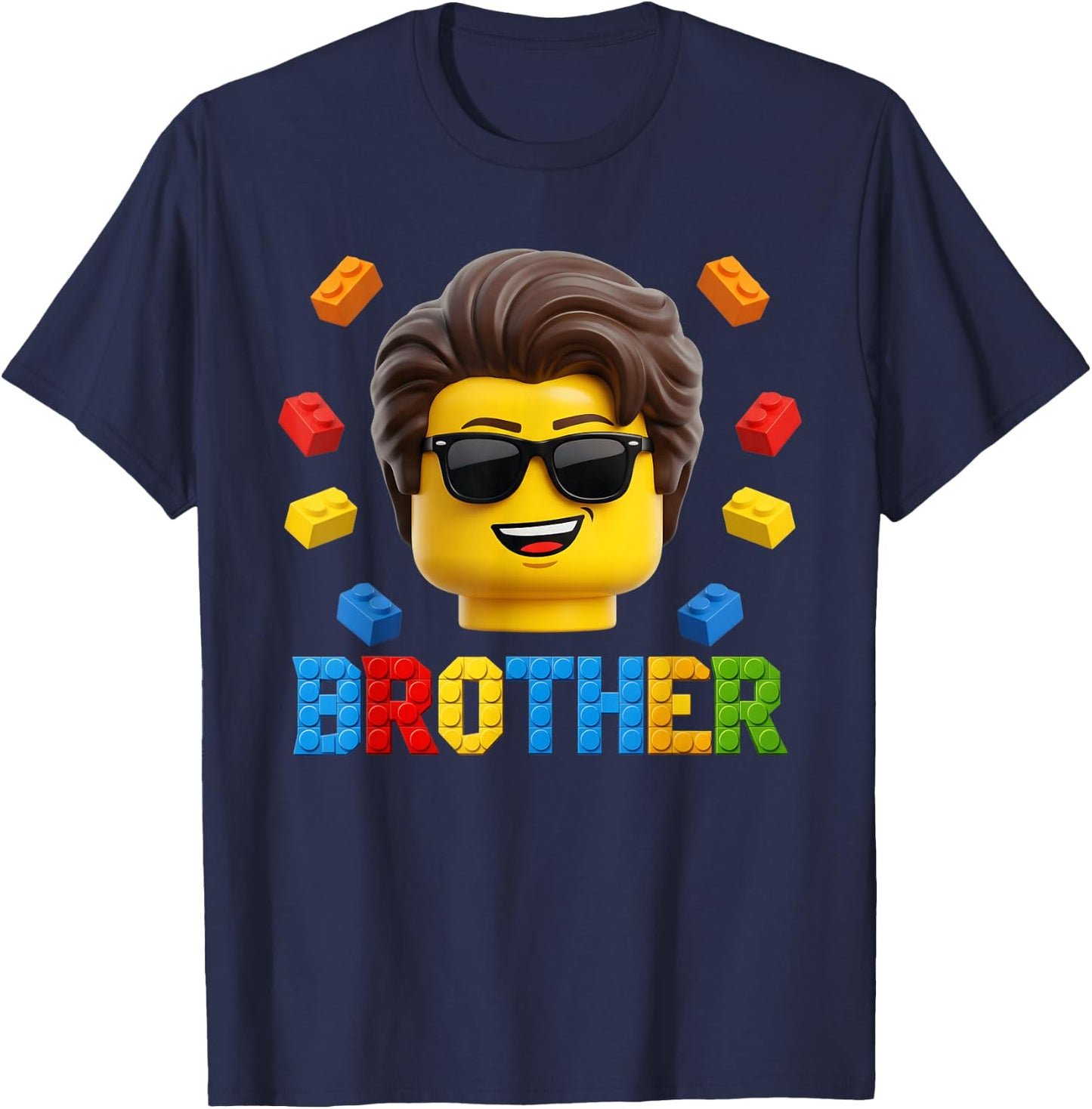 Brother Master Builder Boy Building Bricks Blocks Family T-Shirt - T-Shirt | Navy