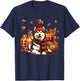Husky Thanksgiving Leopard Pumpkins Fall Leaves Lover T-Shirt - T-Shirt | Navy
