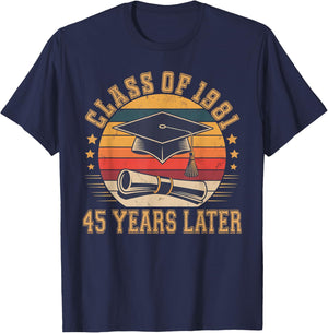 Vintage Class of 1981 45 Years Later Reunion 45th Graduation T-Shirt - T-Shirt | Navy
