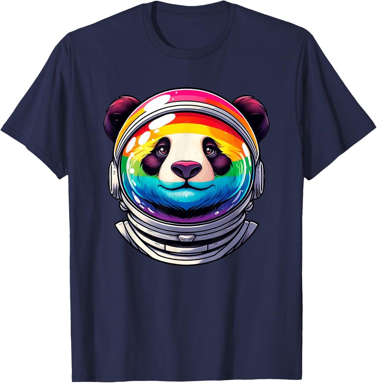 Rainbow Astronaut Panda Women Kids T-Shirt - T-Shirt | Navy