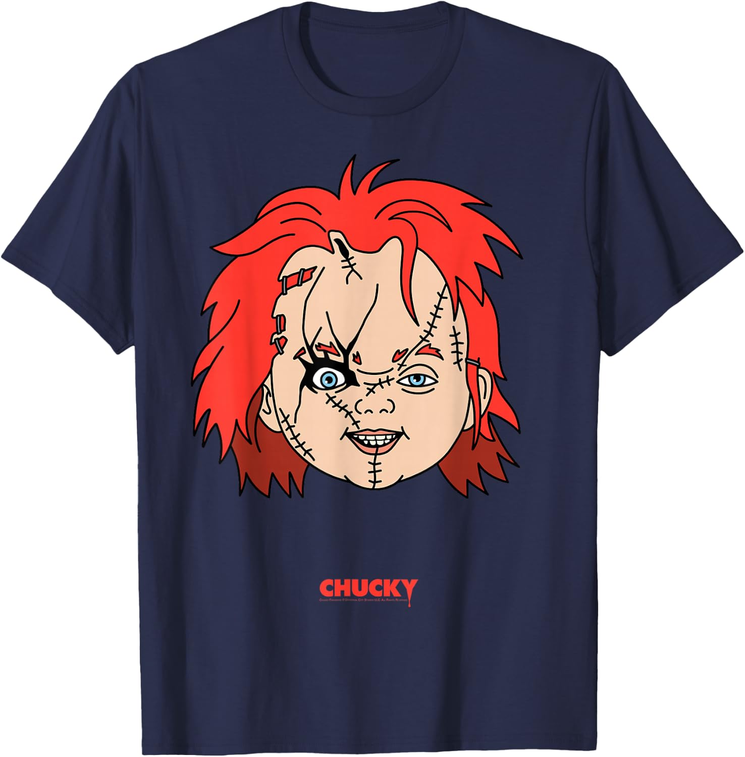 Chucky Big Face Portrait T-Shirt - T-Shirt | Navy