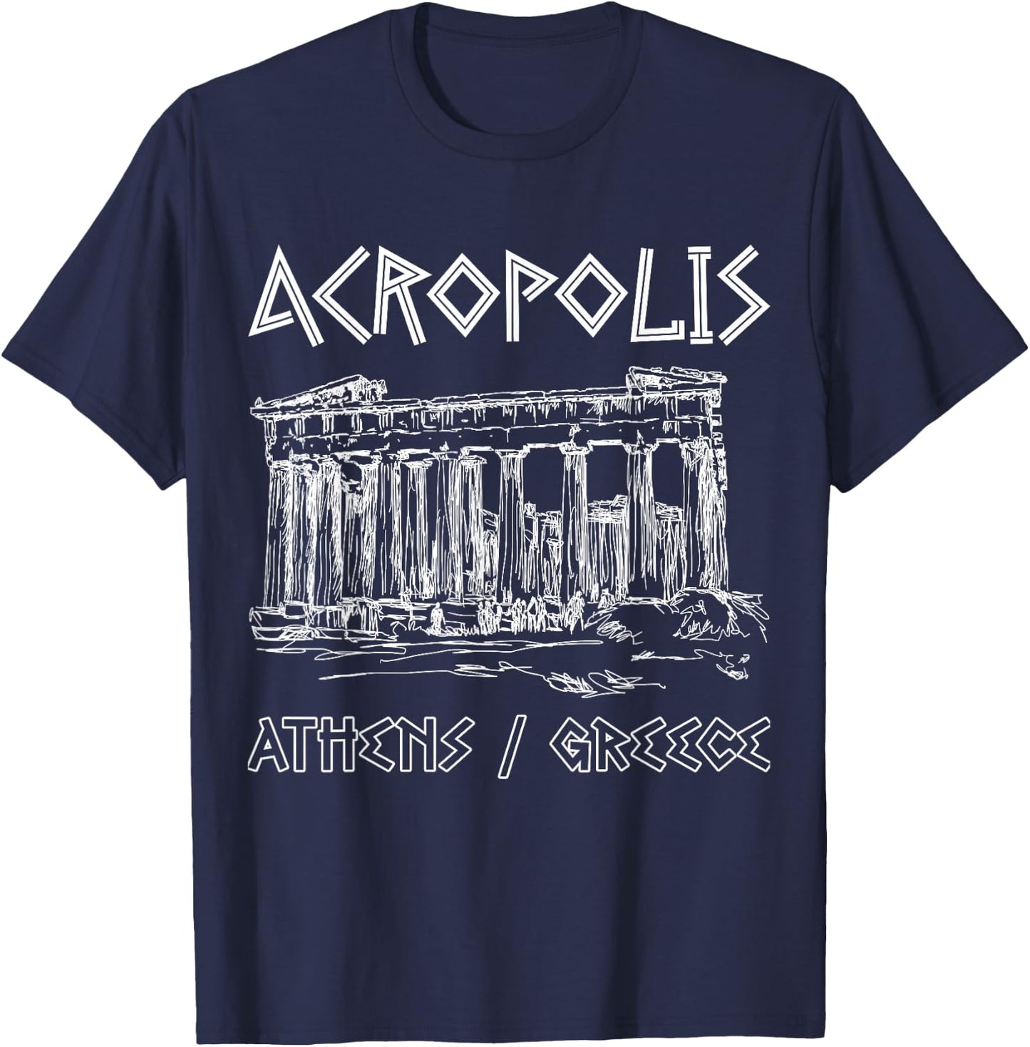 Acropolis Athens Greece Souvenir Greek Parthenon T-Shirt - T-Shirt | Navy