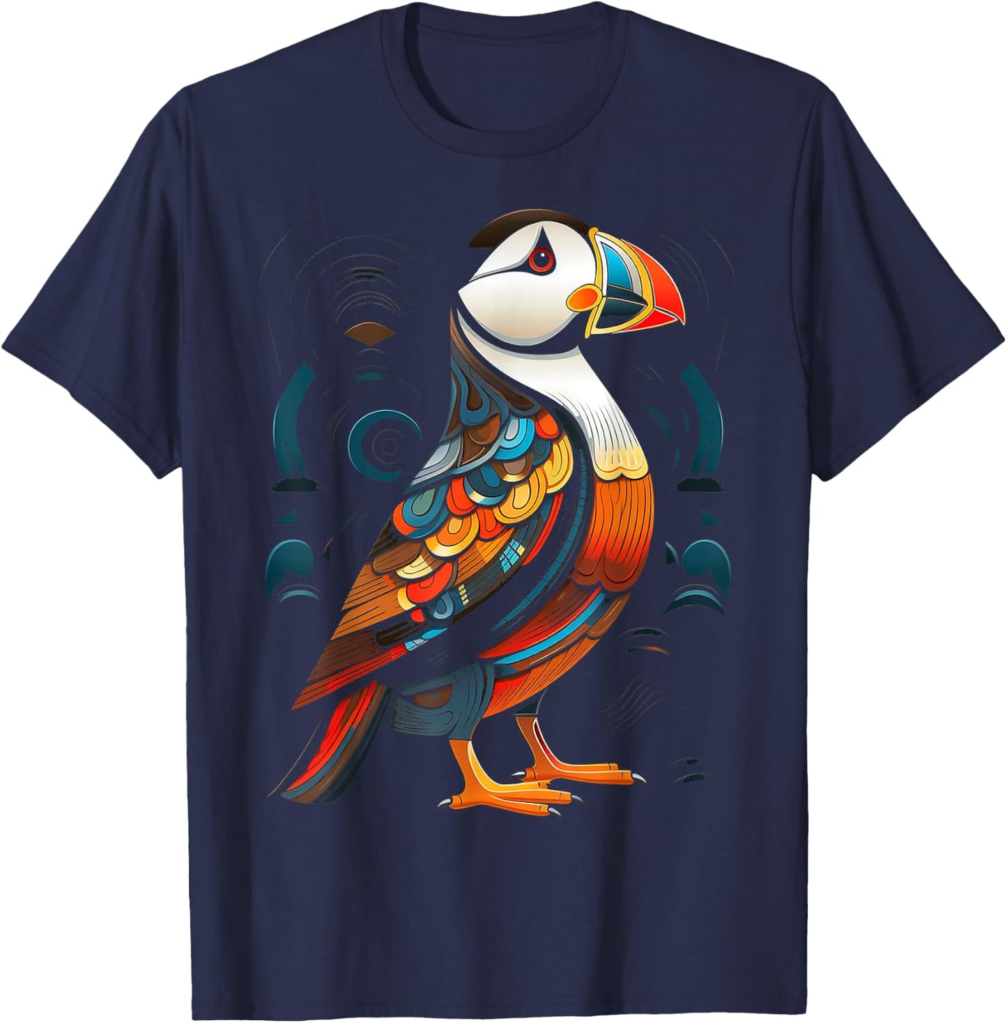 Puffin Animal Motif Artwork Puffin T-Shirt - T-Shirt | Navy