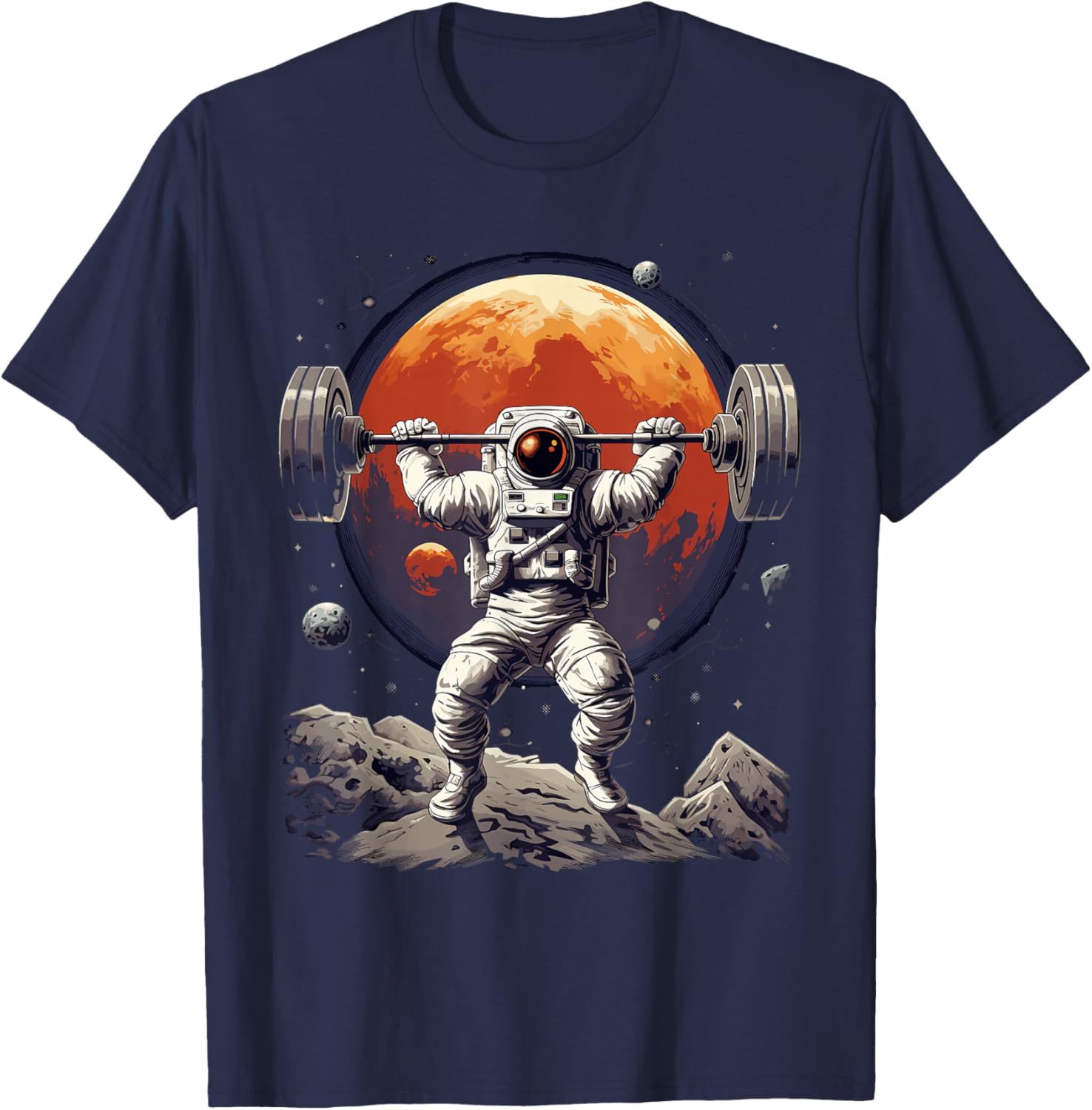 Funny Astronaut Space Weightlifting Fitness Gym Workout Men T-Shirt - T-Shirt | Navy