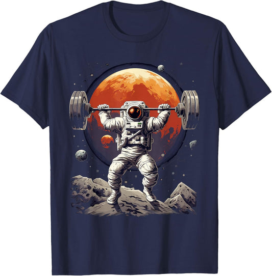 Funny Astronaut Space Weightlifting Fitness Gym Workout Men T-Shirt - T-Shirt | Navy