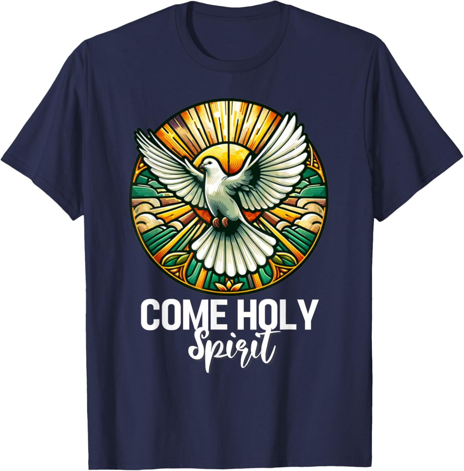 COME HOLY SPIRIT Dove Christian Gifts T-Shirt - T-Shirt | Navy
