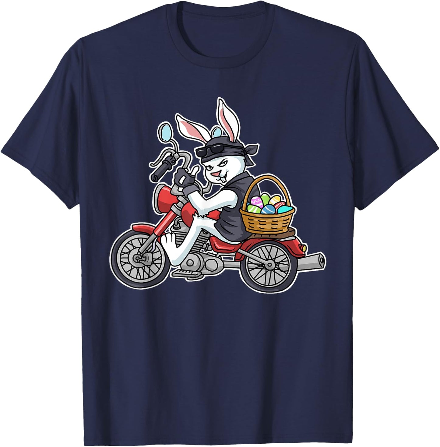 Easter Bunny Motorcycle Men Biker Gifts Women Braap T-Shirt - T-Shirt | Navy