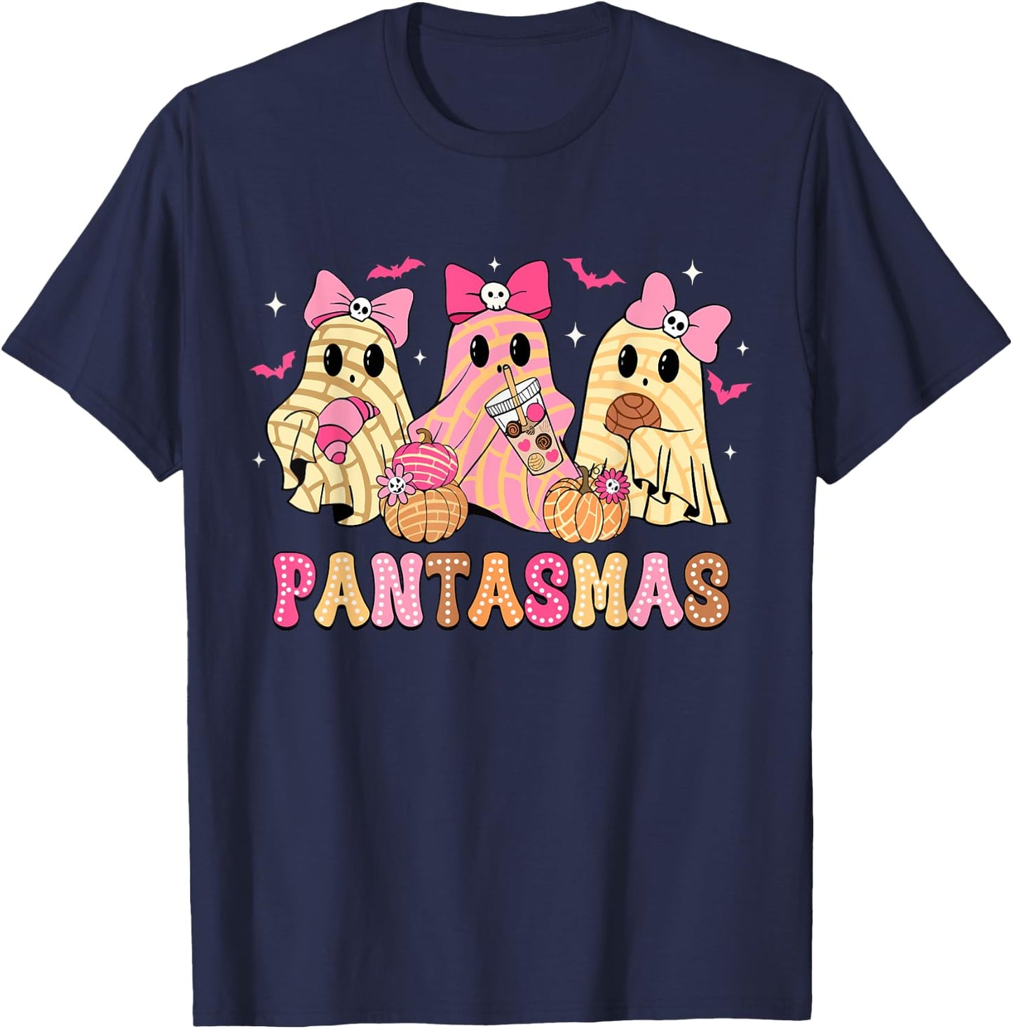Pantasmas Ghost Funny Spooky Conchas Mexican Halloween Ghost T-Shirt - T-Shirt | Navy