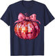 Retro Disco Ball Coquette Pink Pumpkin T-Shirt - T-Shirt | Navy