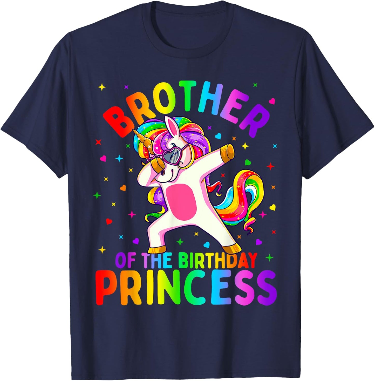Brother of the Birthday Princess Girl Dabbing Unicorn T-Shirt - T-Shirt | Navy