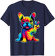 French Bulldog Tie Dye Frenchie Dog Lovers Peace Sign Hippie T-Shirt - T-Shirt | Navy