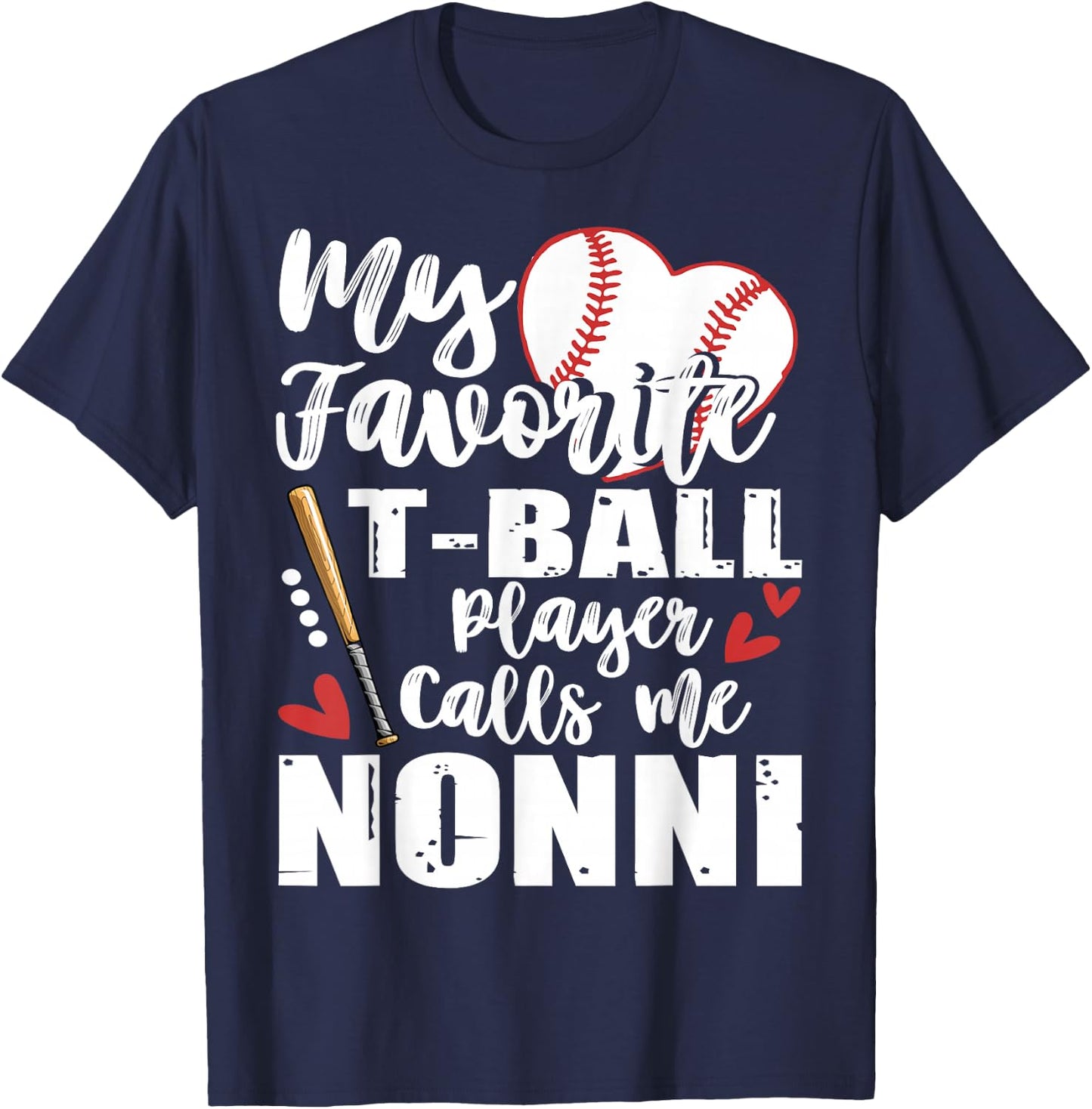 My Favorite T-Ball Player Calls Me Nonni Family Matching T-Shirt - T-Shirt | Navy