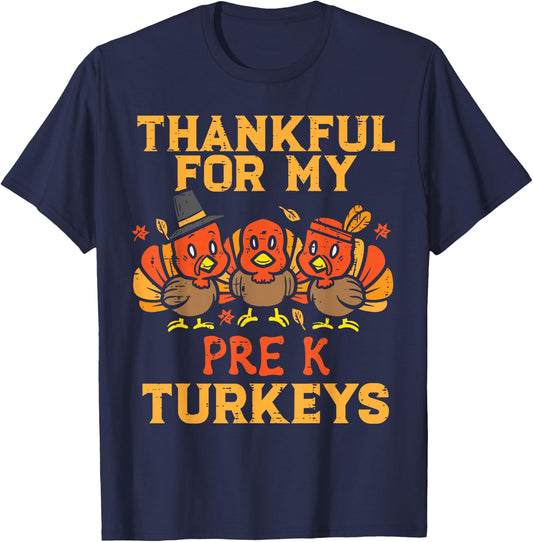Thankful For My Pre K Turkey Teacher Thanksgiving Men T-Shirt - T-Shirt | Navy