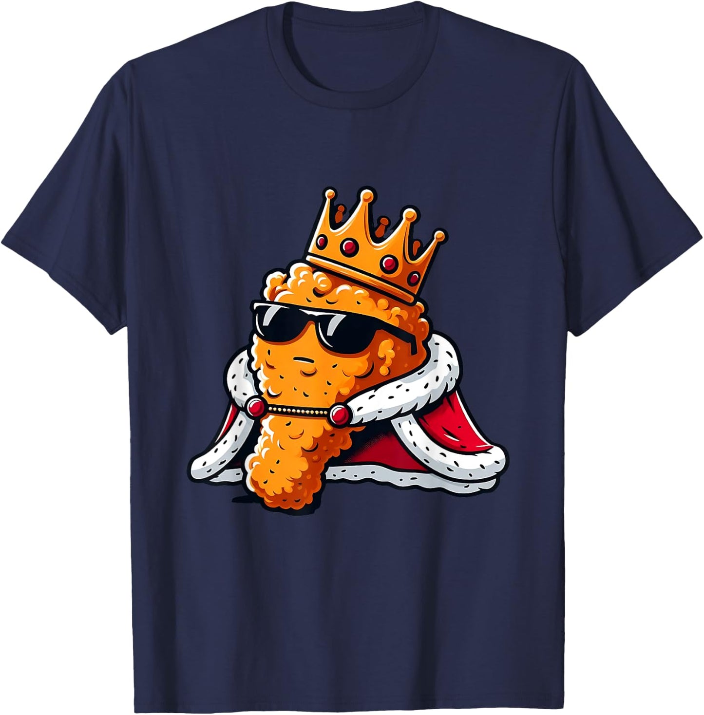 Funny Chicken Wing King BBQ Chicken Wing Graphic T-Shirt - T-Shirt | Navy