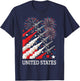 Fighter Jet Airplane American Flag 4th of July Patriotic T-Shirt - T-Shirt | Navy