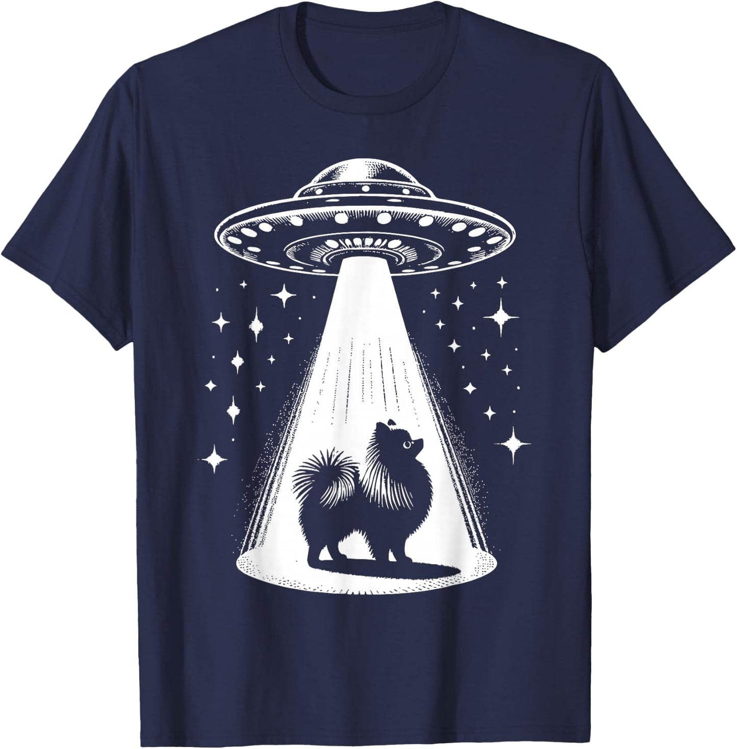 Pomeranian Mom Dad Dog - Funny Alien UFO Men Women T-Shirt - T-Shirt | Navy