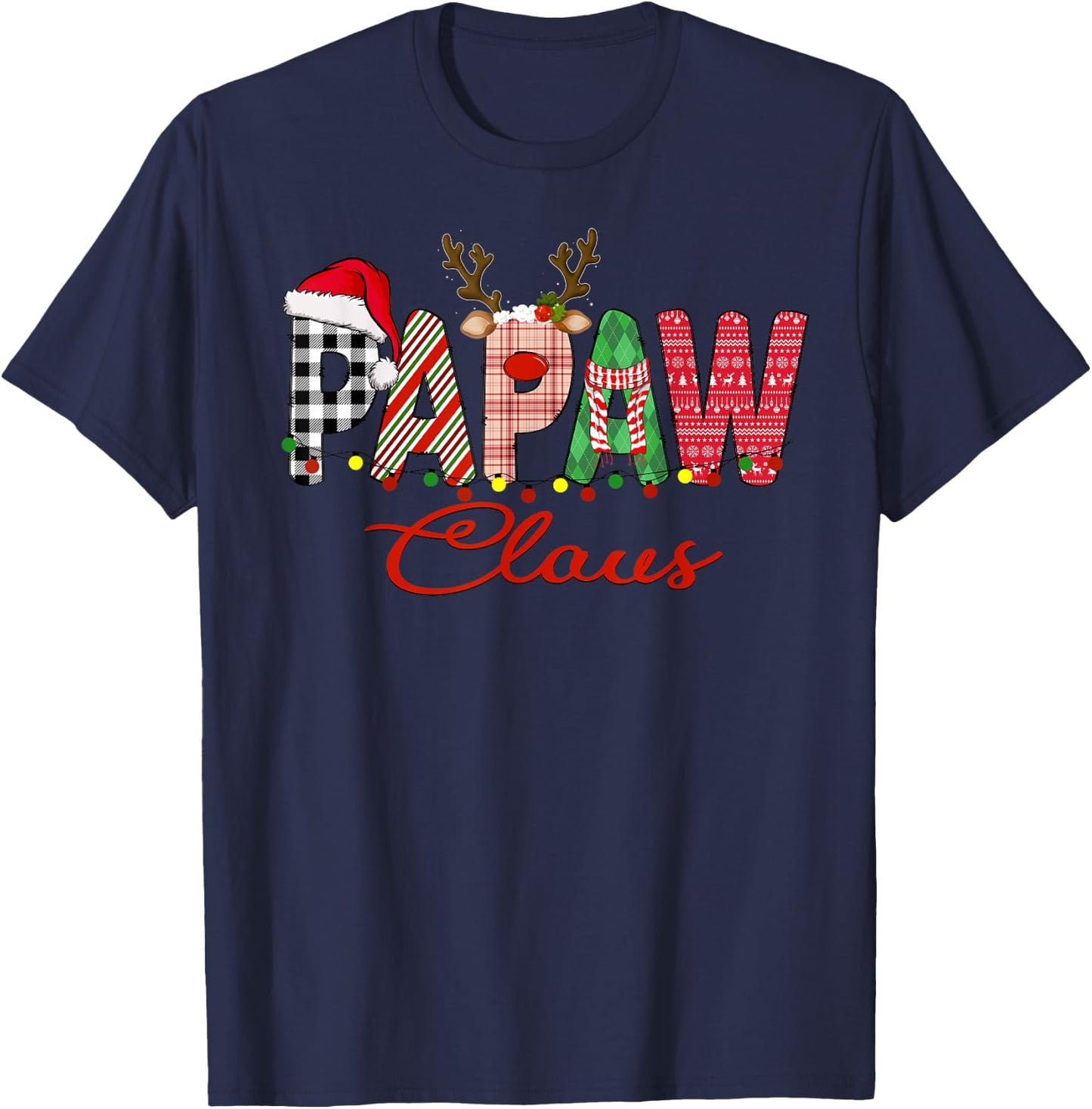 Papaw Claus Santa Family Matching Christmas T-Shirt - T-Shirt | Navy