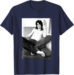 Joe Perry Of Aerosmith 1985 By Allan Ballard T-Shirt - T-Shirt | Navy