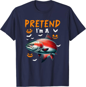 Pretend I'm A Salmon Halloween Costume Fishing Lover T-Shirt - T-Shirt | Navy