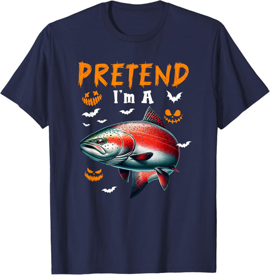 Pretend I'm A Salmon Halloween Costume Fishing Lover T-Shirt - T-Shirt | Navy