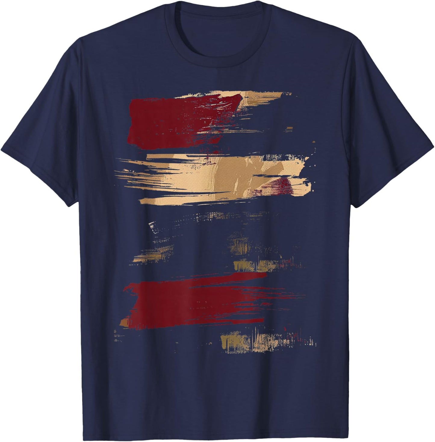 Red Black Brush Stroke Art T-Shirt - T-Shirt | Navy