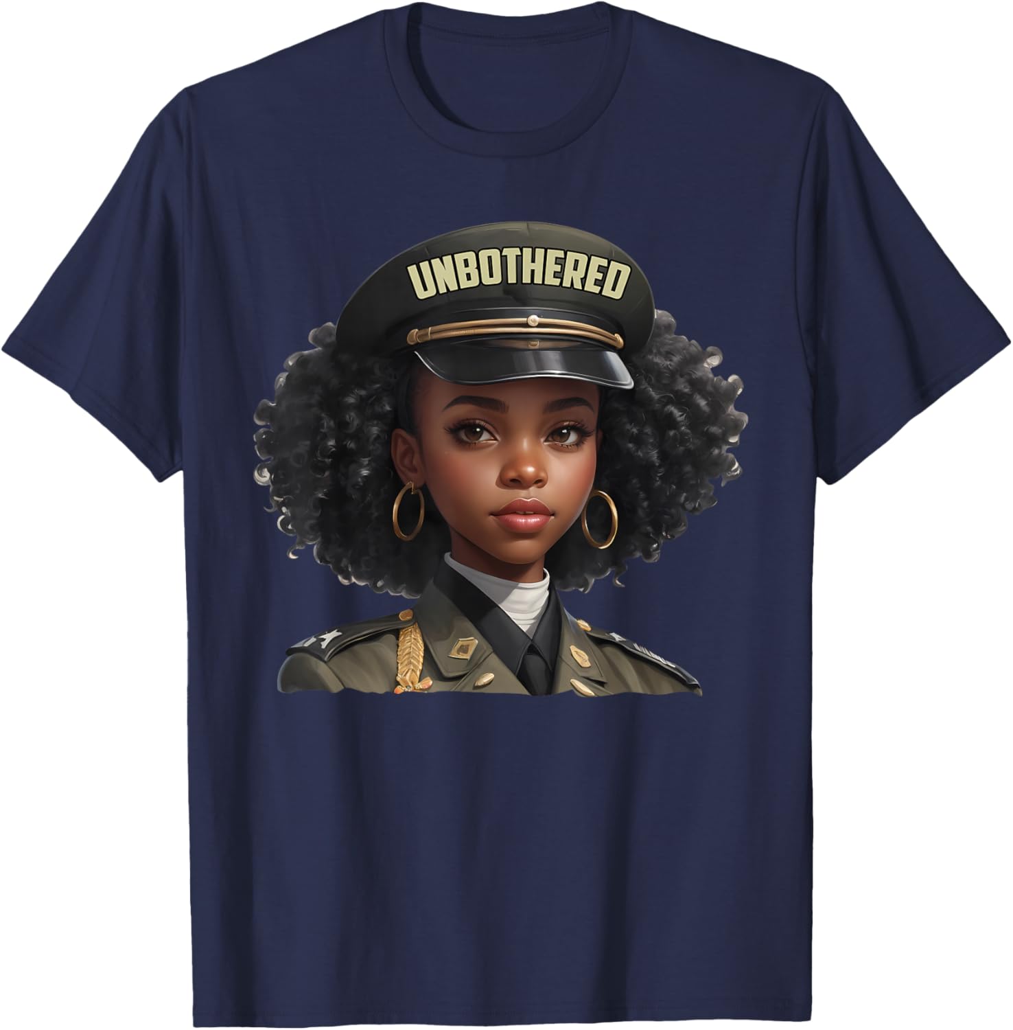 Melanin Unbothered Black Woman Locs Camo Black History Month T-Shirt - T-Shirt | Navy