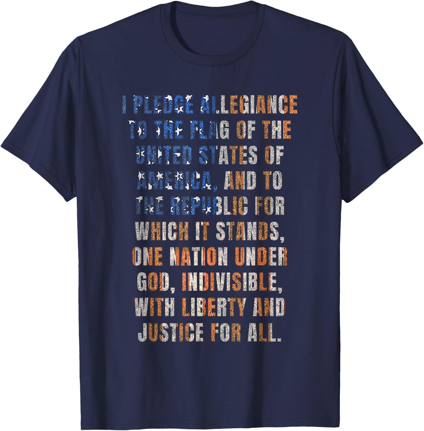 USA Pledge of Allegiance 4th of July Distressed Retro Kids Men T-Shirt - T-Shirt | Navy