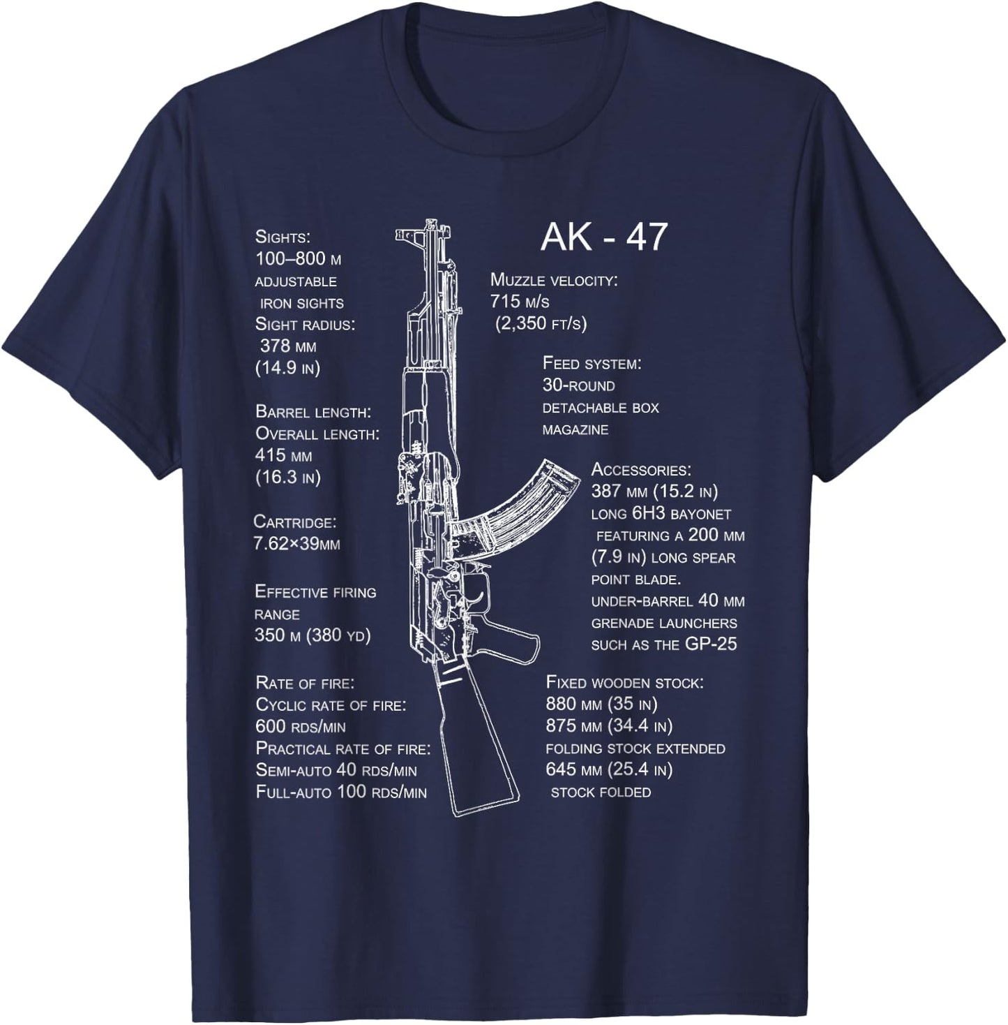 AK-47 Shirt AK-47 Blueprint T-Shirt - T-Shirt | Navy