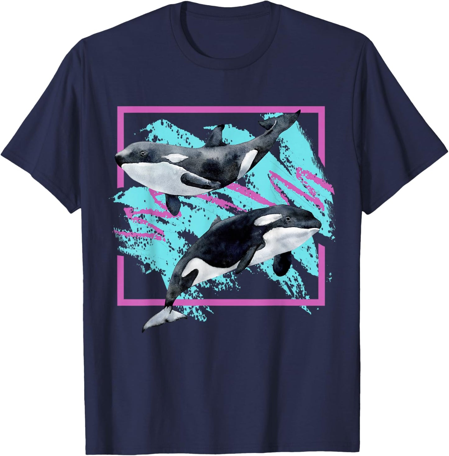 Save Whales 90s Orca Ocean Animals Chart Mammals Guide Eco T-Shirt - T-Shirt | Navy