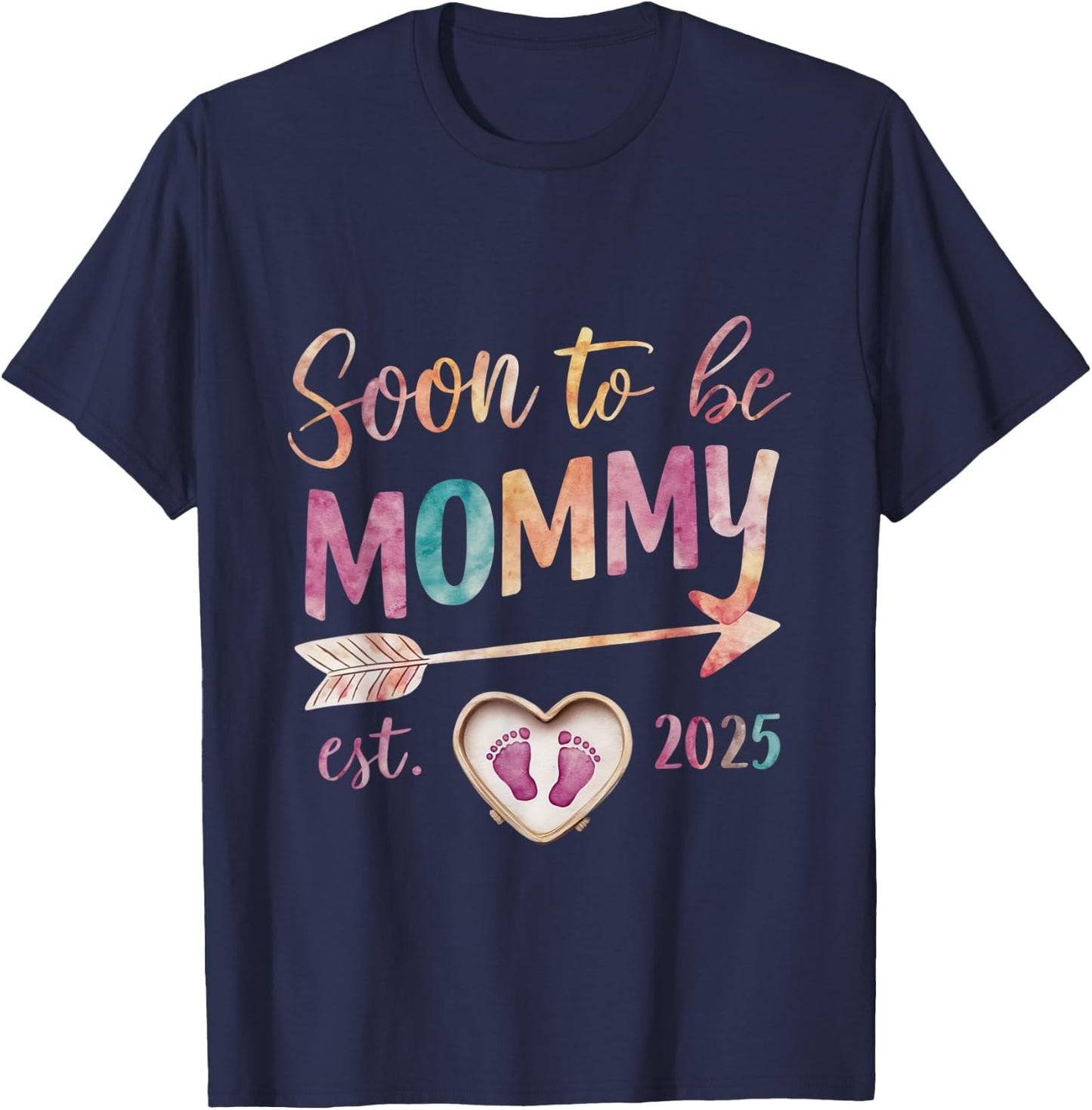 Soon To be Mommy 2025 Mom Est 2025 Loading Promoted to Mommy T-Shirt - T-Shirt | Navy