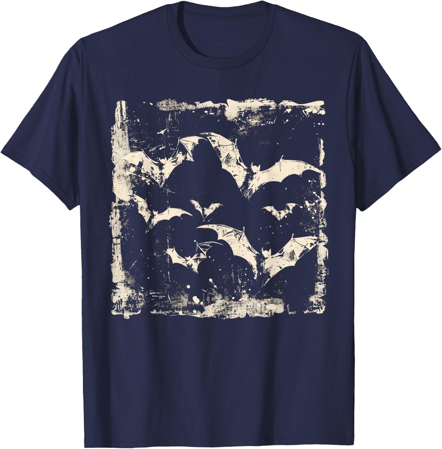 Bats Vampire Horror Spooky Scary Halloween Goth Aesthetic T-Shirt - T-Shirt | Navy