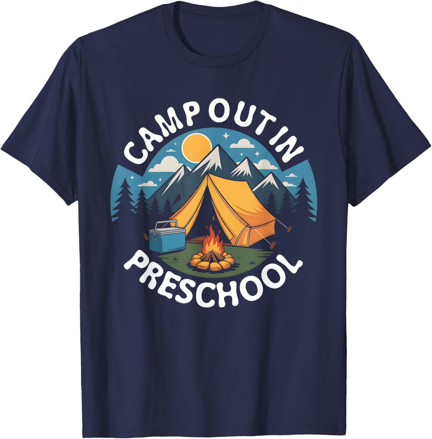 Camp out in Preschool Back To School Crew Teacher Student T-Shirt - T-Shirt | Navy