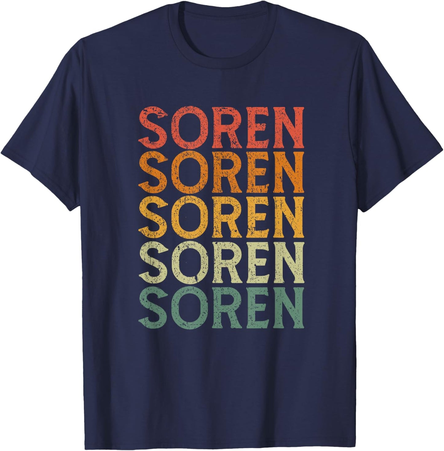 Retro Custom First Name Soren T-Shirt - T-Shirt | Navy