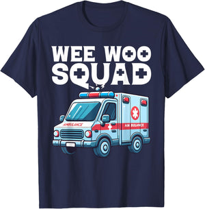 Funny Wee Woo Squad Ambulance AMR Funny EMS EMT Paramedic T-Shirt - T-Shirt | Navy