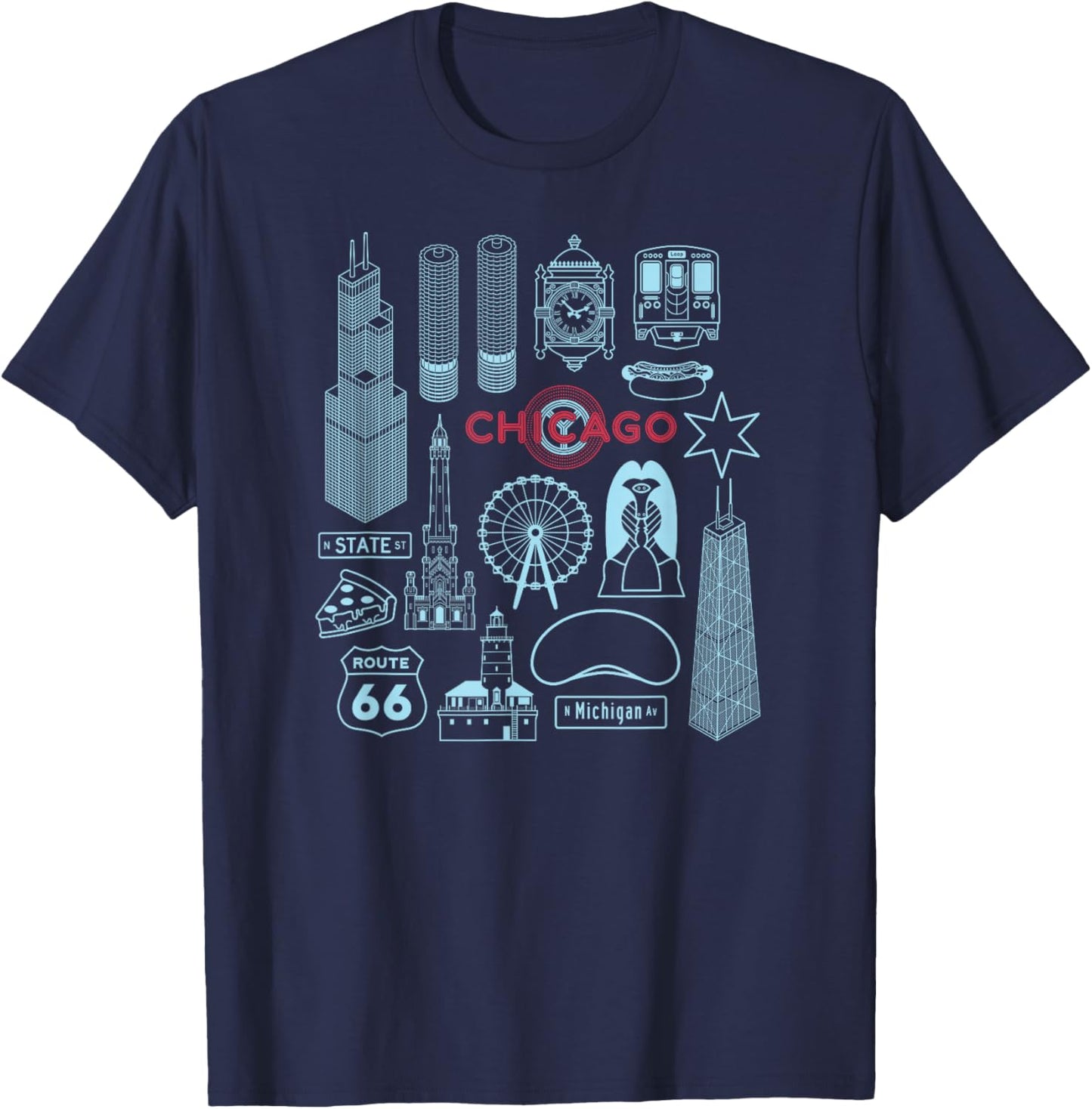 Chicago Illinois Tourist Souvenir Men Women Kids T-Shirt - T-Shirt | Navy
