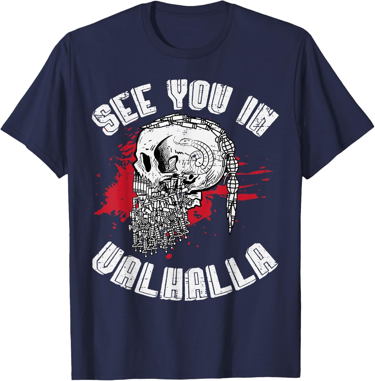 Viking See You In Valhalla Norse Mythology Men Boys Kids T-Shirt - T-Shirt | Navy