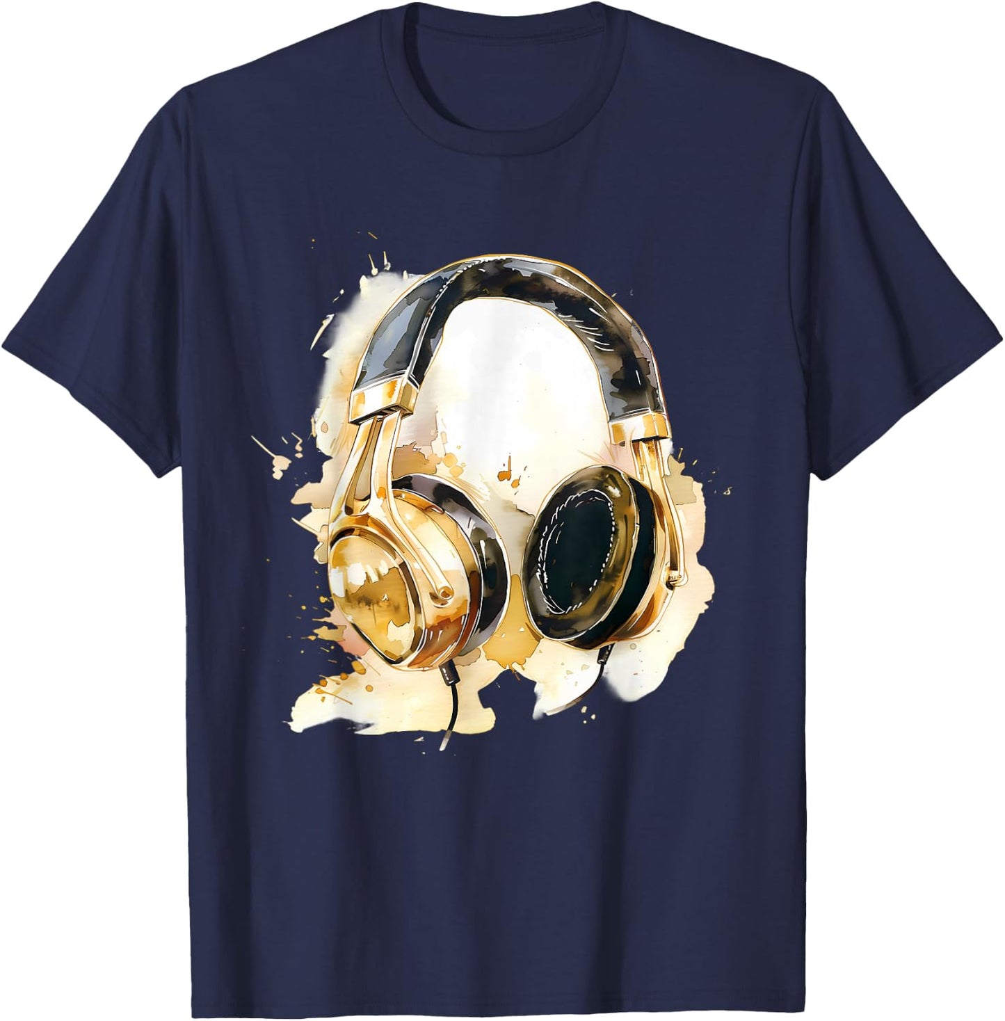Headphones Music DJ Beatmaker Artwork Splash Dance Music T-Shirt - T-Shirt | Navy
