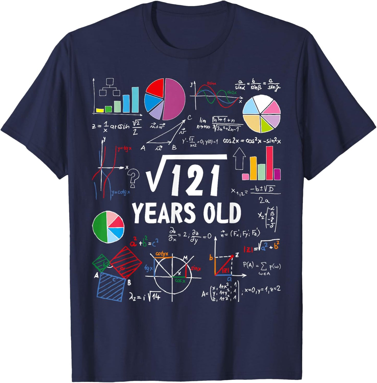 Square Root of 121 11th Birthday 11 Year Old Love Math T-Shirt - T-Shirt | Navy