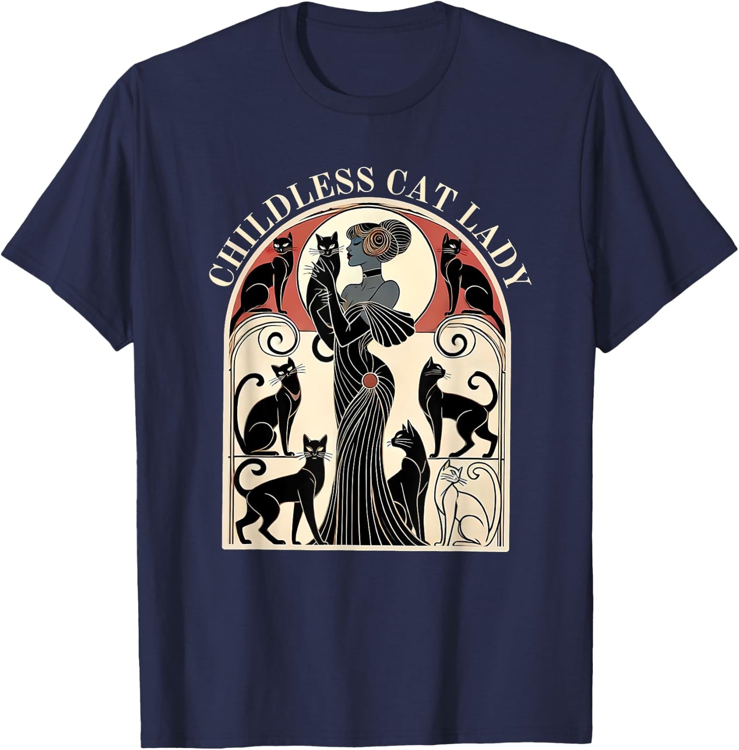 Childless Cat Ladies Cat Karma Retro Funny T-Shirt - T-Shirt | Navy