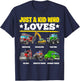 Just a Kid Who Loves Tractors Excavators Monster Trucks Boys T-Shirt - T-Shirt | Navy