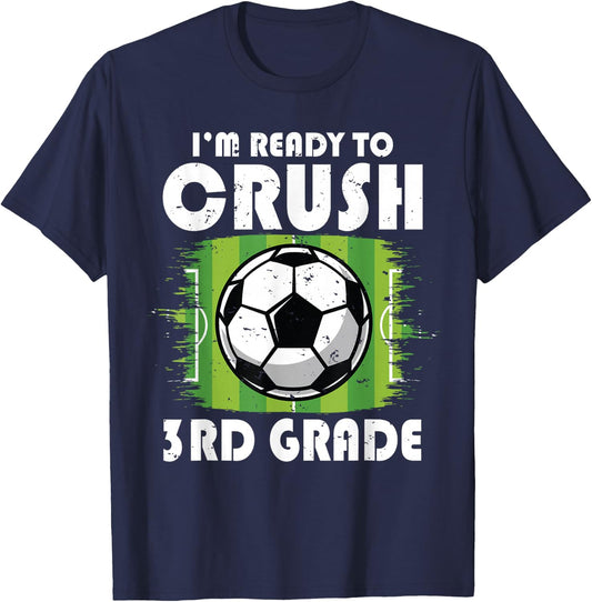 Back to School First Day of 3rd Grade Soccer Boys Kids T-Shirt - T-Shirt | Navy