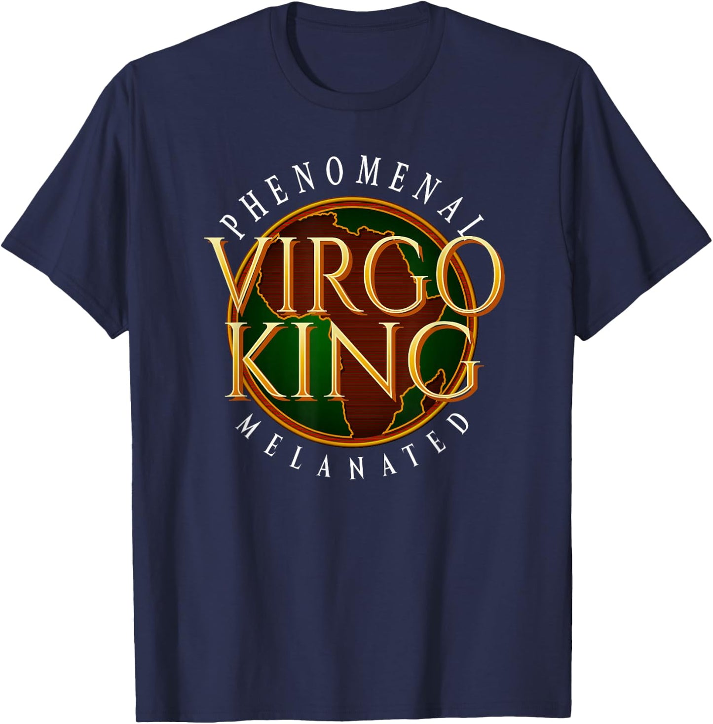 Virgo King Golden Africa Zodiac – Melanated Pride T-Shirt - T-Shirt | Navy