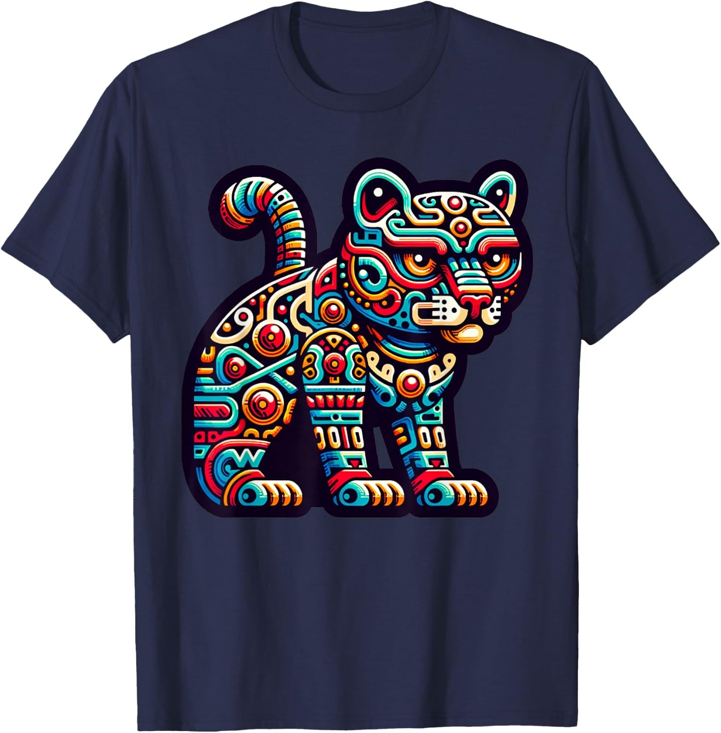 Aztec God Tezcatlipoca And Mayan Leopard Yucatan T-Shirt - T-Shirt | Navy