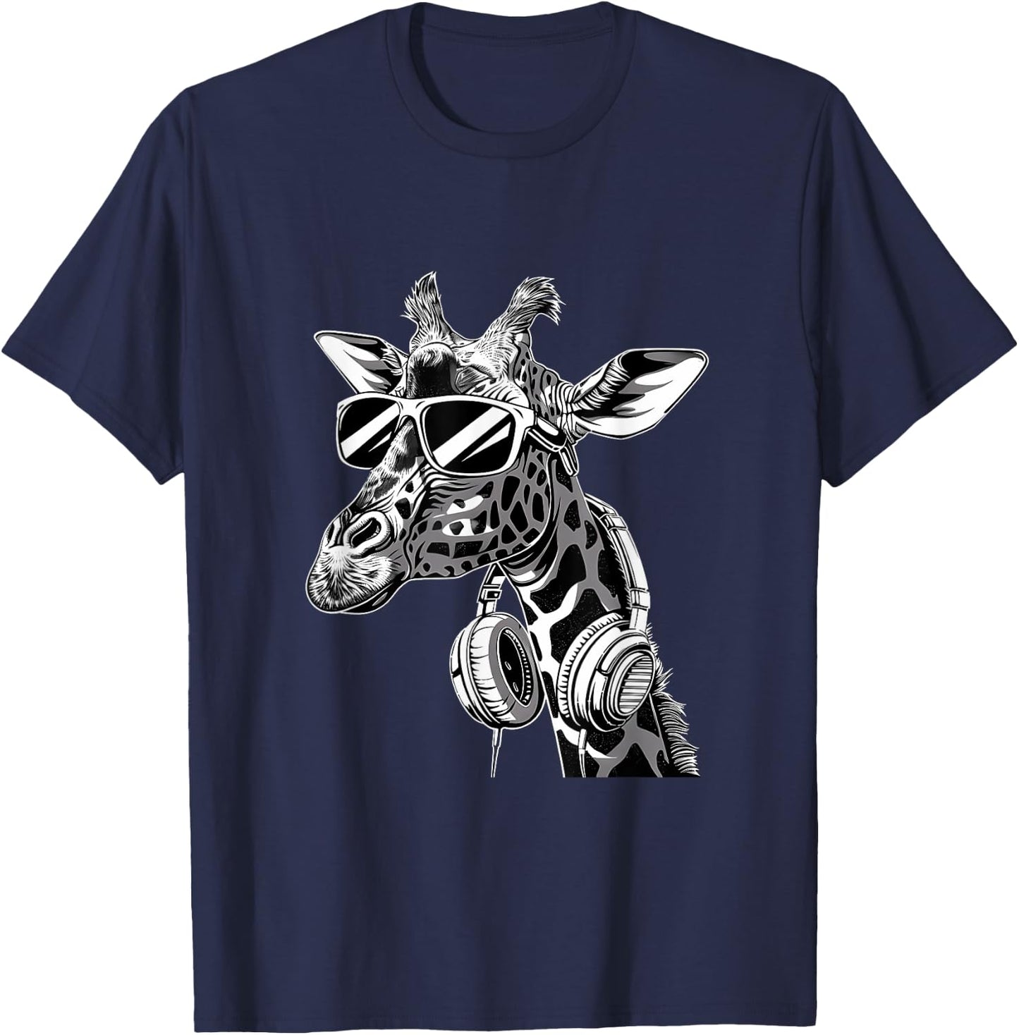 DJ Giraffe Music Headphones Beatmaker Dance Music Techno T-Shirt - T-Shirt | Navy