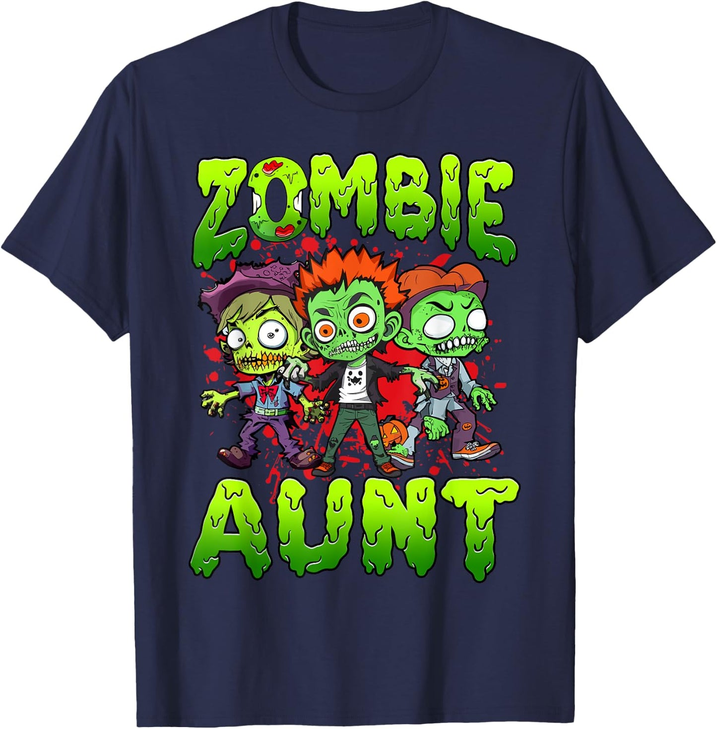Zombie Aunt Halloween Costume Family Matching T-Shirt - T-Shirt | Navy