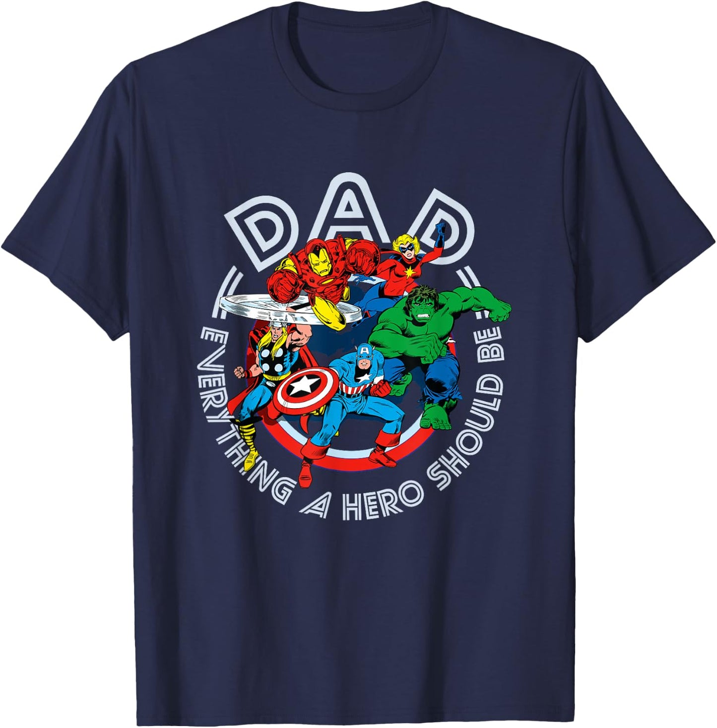 Marvel Comics Retro Classic Father's Day Avengers Hero Dad T-Shirt - T-Shirt | Navy